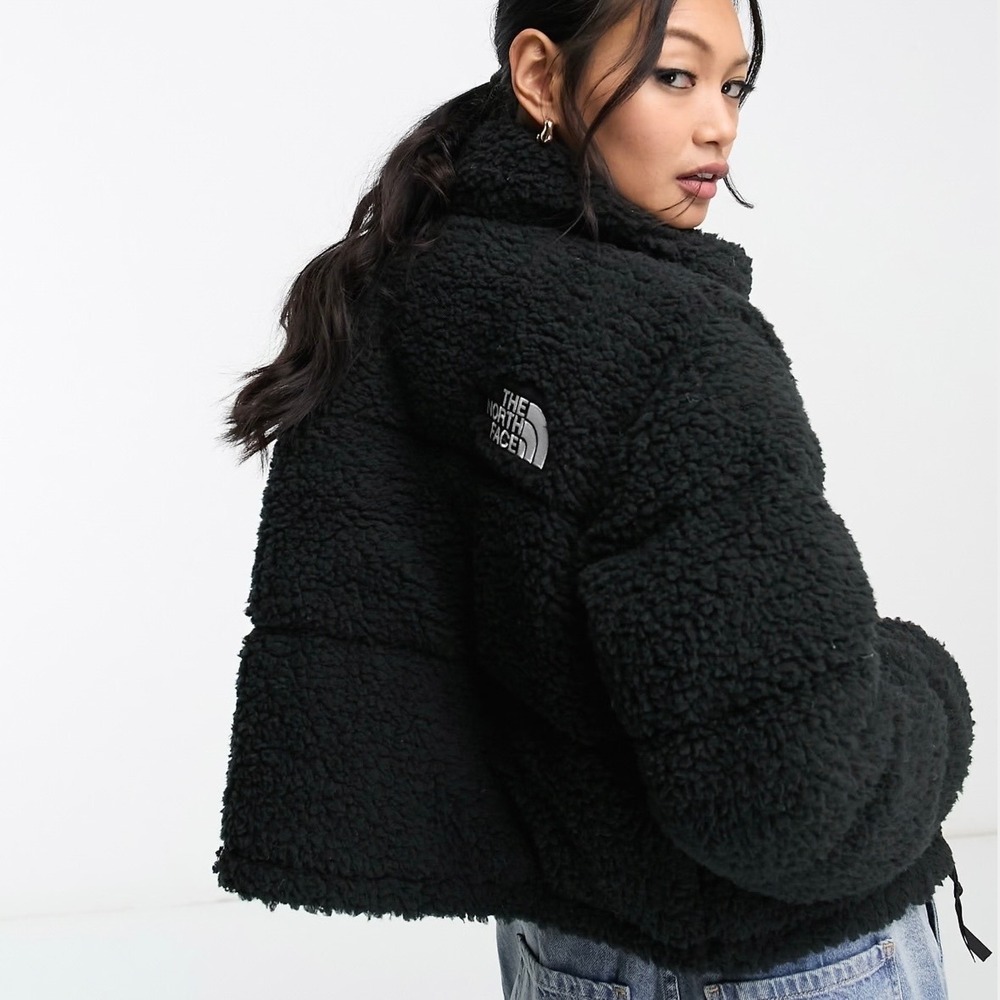 The North Face Women's High Pile Plush Cropped Down Nuptse Jacket, Black - Picture 4 of 11